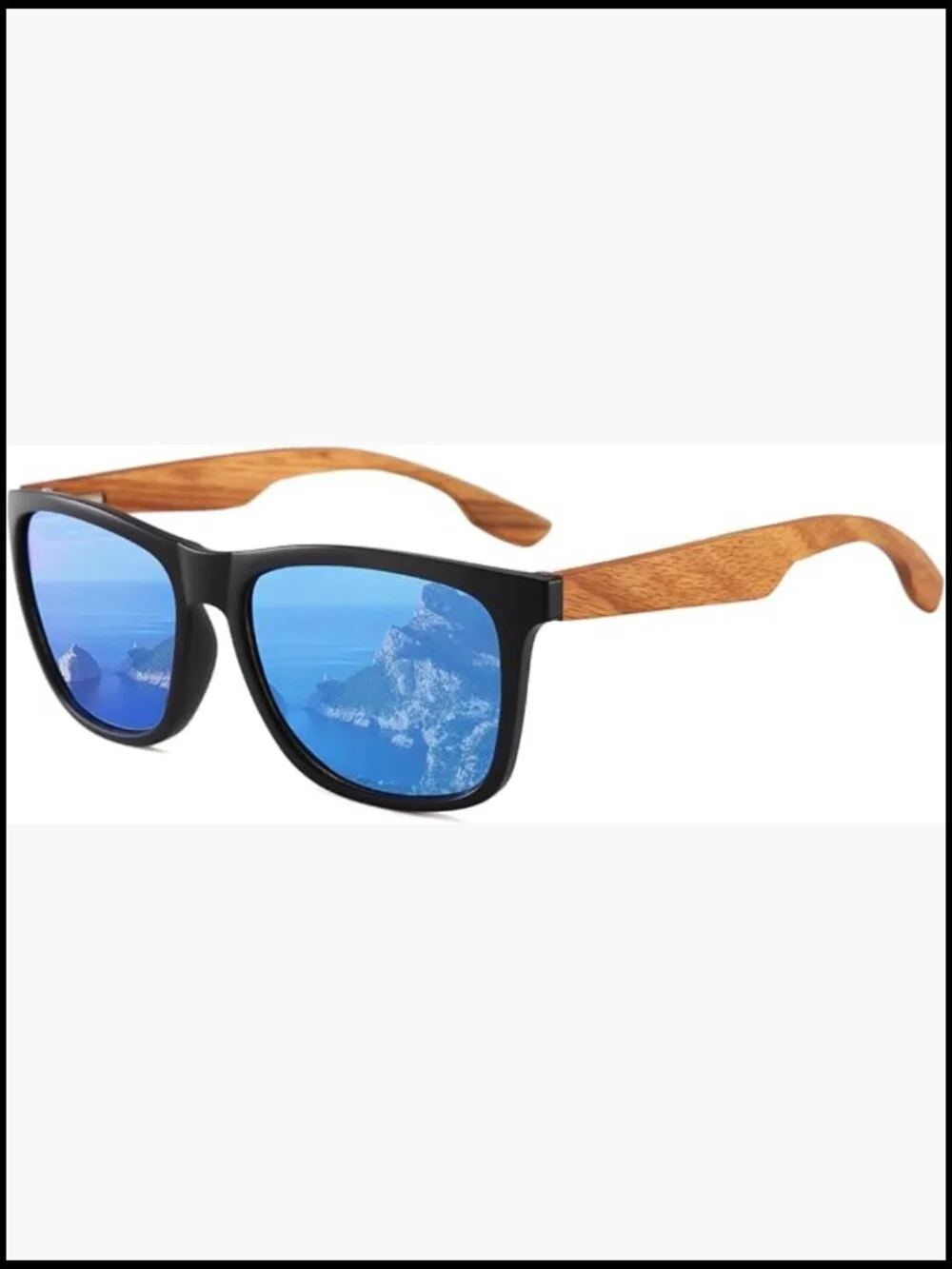 Wooden Arm Sunglasses UV400 Protection Retro Square Frame